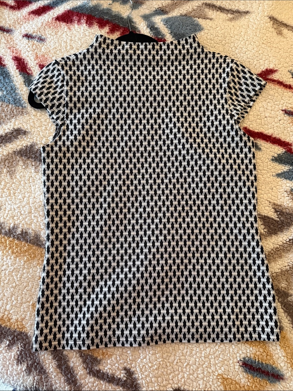 Black and White Geometric Cap-Sleeve Top - Women Ann Taylor
